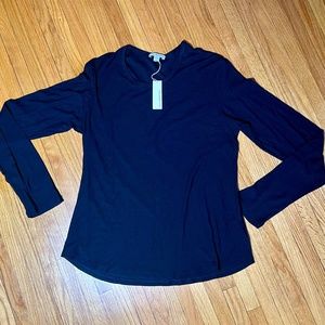 NWT James Perse DEE Dark Navy Long Sleeve Cotton Round Neck Layer Tee $115